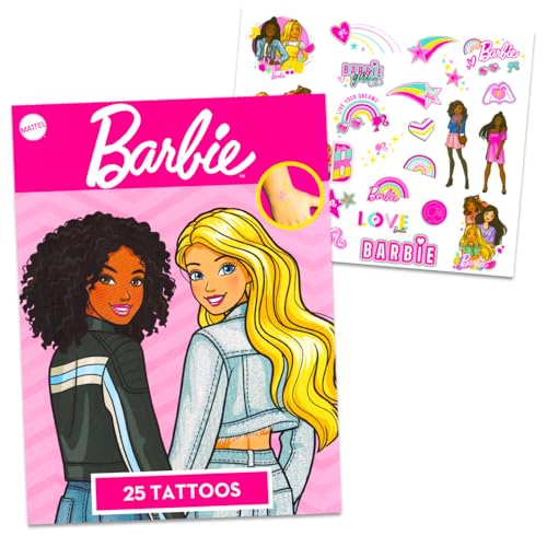 Barbie Mochila Escolar Infantil - Pacote com Mochila de 40,6 cm, Garrafa de Água, Tatuagens - Rosa,