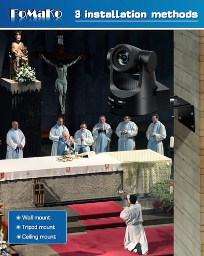 Image of FoMaKo NDI PTZ Camera Bundle, AI Auto-Tracking Gen3, 20X Zoom PoE HDMI, PTZ Controller for Church Worship, KN20A+KC608 BN201