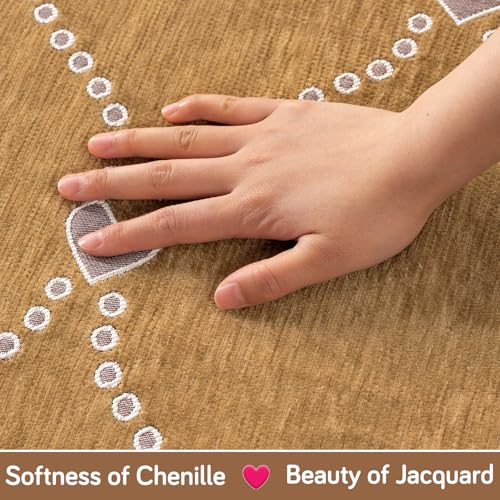 Image of HOKIPO Complete (Seat+Back+Arm) Sofa Mat Set for 1 Seater Sofa |Premium Chenille Sofa Covers with Curve Edges, 'Serene Curves Series' - Love Trails (IN-993+1002+1001 * 2 - D2)