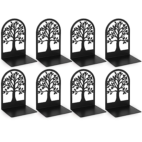 4 Pares Sujetalibros, Sujeta Libros Estanteria de Metal para Oficina Escuelas Infantil - 12 x 12 x 16,5 cm/Negro