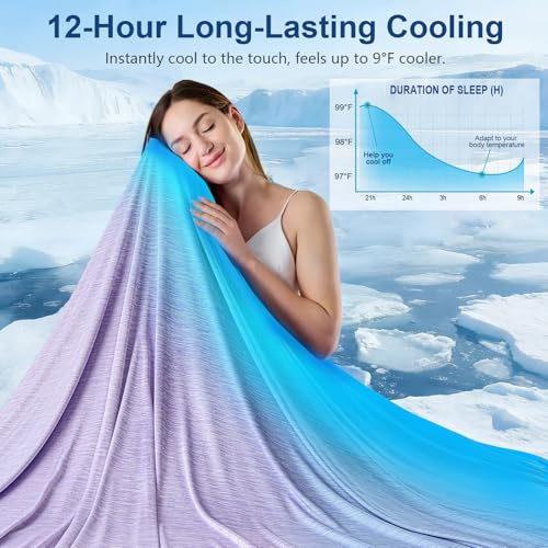 Image of KMUSET Cooling Blanket Full Size(80 inchx90 inch, Double Sided Summer Cooling Blankets for Hot Sleepers & Night Sweats, Lightweight Blanket for Sofa Bed Couch, Room Decor, Gifts for Women Eggplant Purple