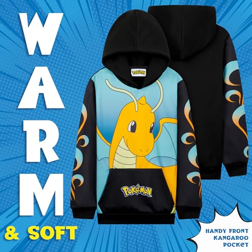 Image of Pokemon Hoodie for Boys & Teens Hooded Sweatshirt Warm Anime Pikachu Sweater