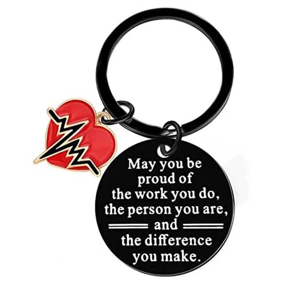 Shilipu Unisex Multicolour Heartbeat Keychain May You Be Proud Of The Work You Do Key Chain Nurse Key Ring Nursing Graduation Gift Keyrings Heart Key Pendant Nurse Doctor Gifts