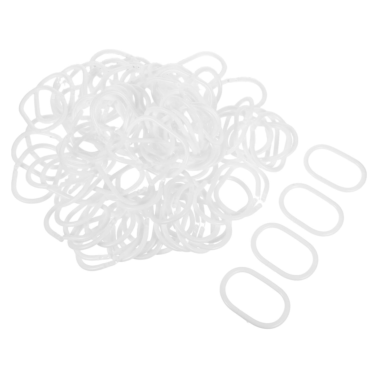 100 Pezzi Anelli per Tende in Plastica Chiusura Scatto Facile per Doccia Accessori per Tende da Bagno Ganci Ovali per Aste per Fermagli da Doccia