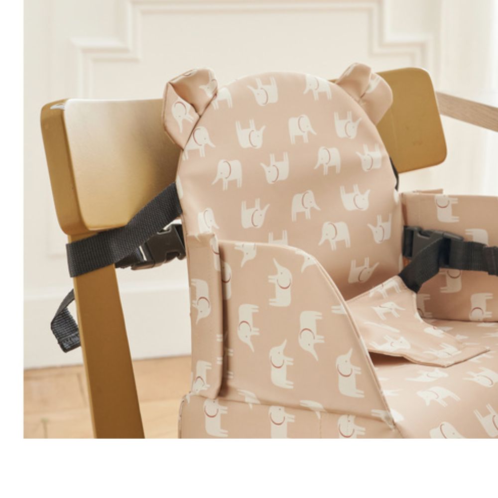 NOUKIE'S - Rehausseur Elephant Bu00e9bu00e9 De 9 Mois U00e0 3 Ans Chaise Enfant Avec Dossier Et Coussin- Lu00e9ger, Pliable Et Nomade - Harnais, Su00e9curitu00e9 - Impermu00e9able, Du00e9houssable Et Lavable - Max 13