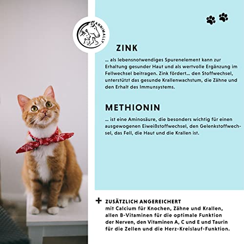 Annimally Haut & Fell Pulver für Hunde und Katzen I Pulver Komplex mit Bierhefe, Biotin, Zink, Ölen und Spirulina I Ideale Ergänzung bei Haarverlust beim Hund, Fellwechsel