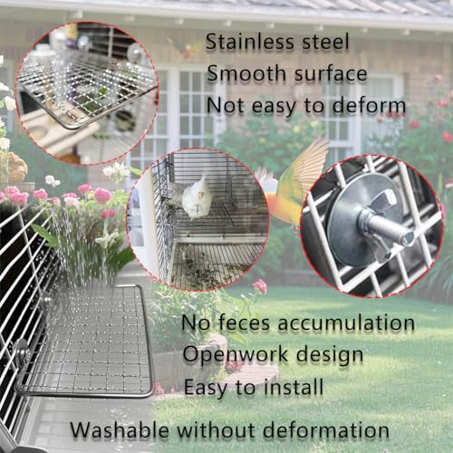 Image of Parrot Perch Platform, Stainless Steel Bird cage Stand, Bird cage Accessories, Suitable for Birds, Parrots, Macaws, Budgies, Parakeets, Hamsters and Other Small Animals (Large, 7 * 11in)