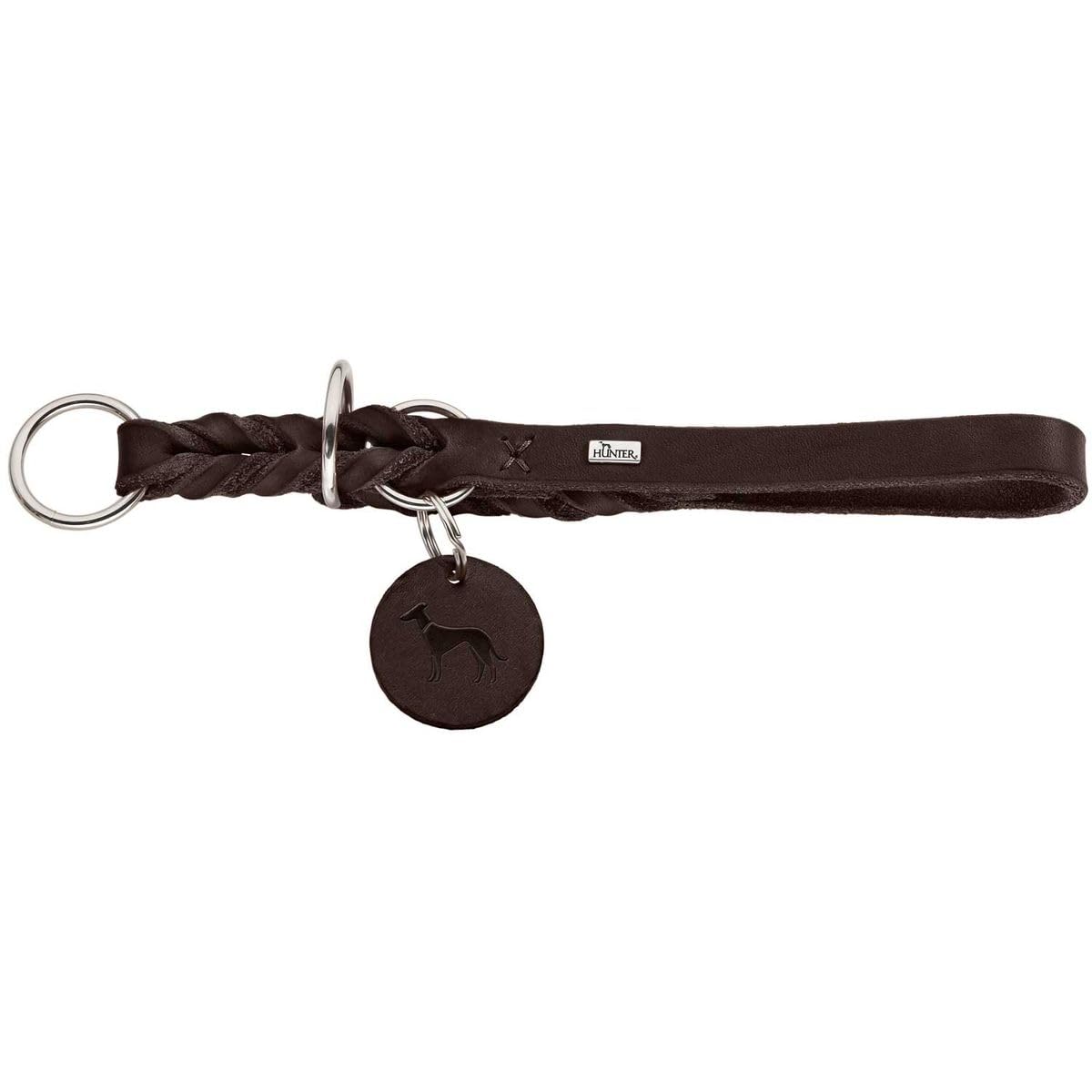 Collar De Entrenamiento Para Perros HUNTER - De Cuero Suave Antideslizante, Talla M (40-45 Cm), Marrón Oscuro