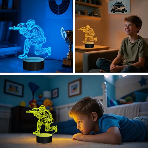Image of OkiyiD Paintball Night Light 3D Illusion Lamp with 16 Colors Remote Control, Paintball Gifts for Boys & Men, Paintball Accessories Stuff Gift for Kids Boys Birthday Xmas Decor