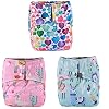 3 AIll in One Cloth Diapers Nappies for Night AIO Sewn in Insert Reusable Washable Lamas Pack