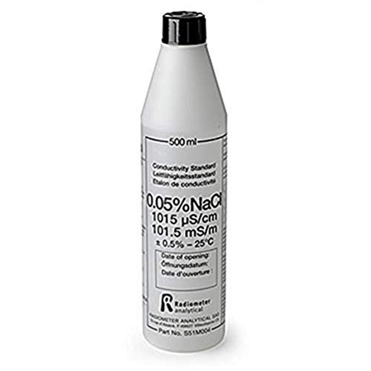 Hach S51M004 NaCl 0.05% Conductivity Standard, 500 mL, 0.05% NaCl, 1015 µS/cm at 25 °C (Radiometer Analytical)