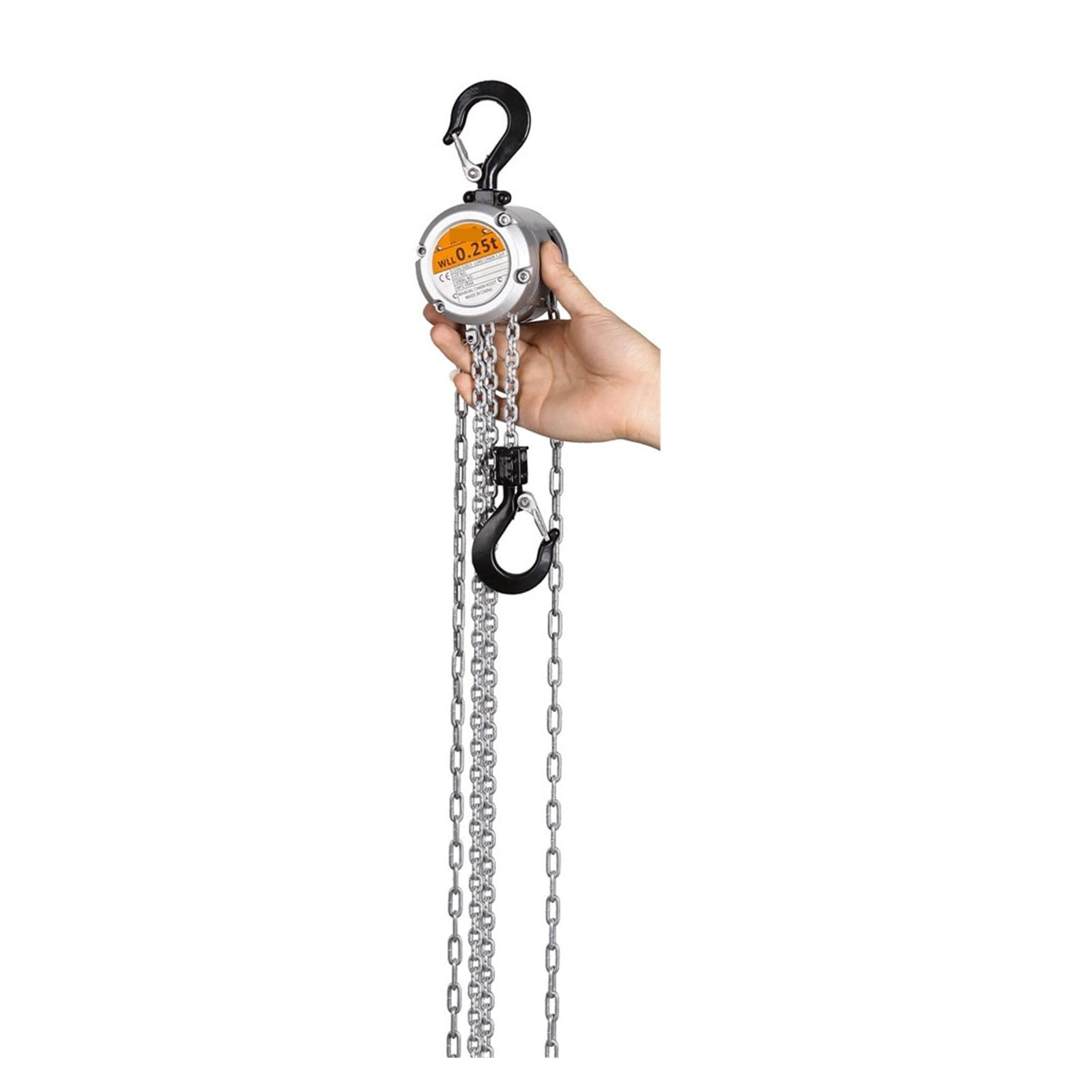 Kettenzug, Mini-Handkettenzug mit Hakenmontage, 0,25/0,5 Tonnen Kapazität, 3 m Hub, tragbarer manueller Hebelblock-Hebevorgang(0.25T)