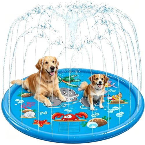 Image of WENXUKHV Dog Pool Small -1 M /39.37 IN Paddling Pool For Kids Portable Dog Paddling Poolsummer Garden Beach Foldable Outdoor Sprinkler Play Mat For Boy Girls Children Dog Splash Pool Water Toy