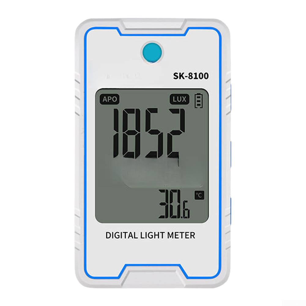 Beleuchtungsmessgerät mit stroboskopischem Flackertest, 0,1–999900 Lux-Bereich, Temperatur- und Feuchtigkeitsmonitor, One-Touch-Bewertung, tragbares Lichtmessgerät für industrielles Labor und (SK-8101