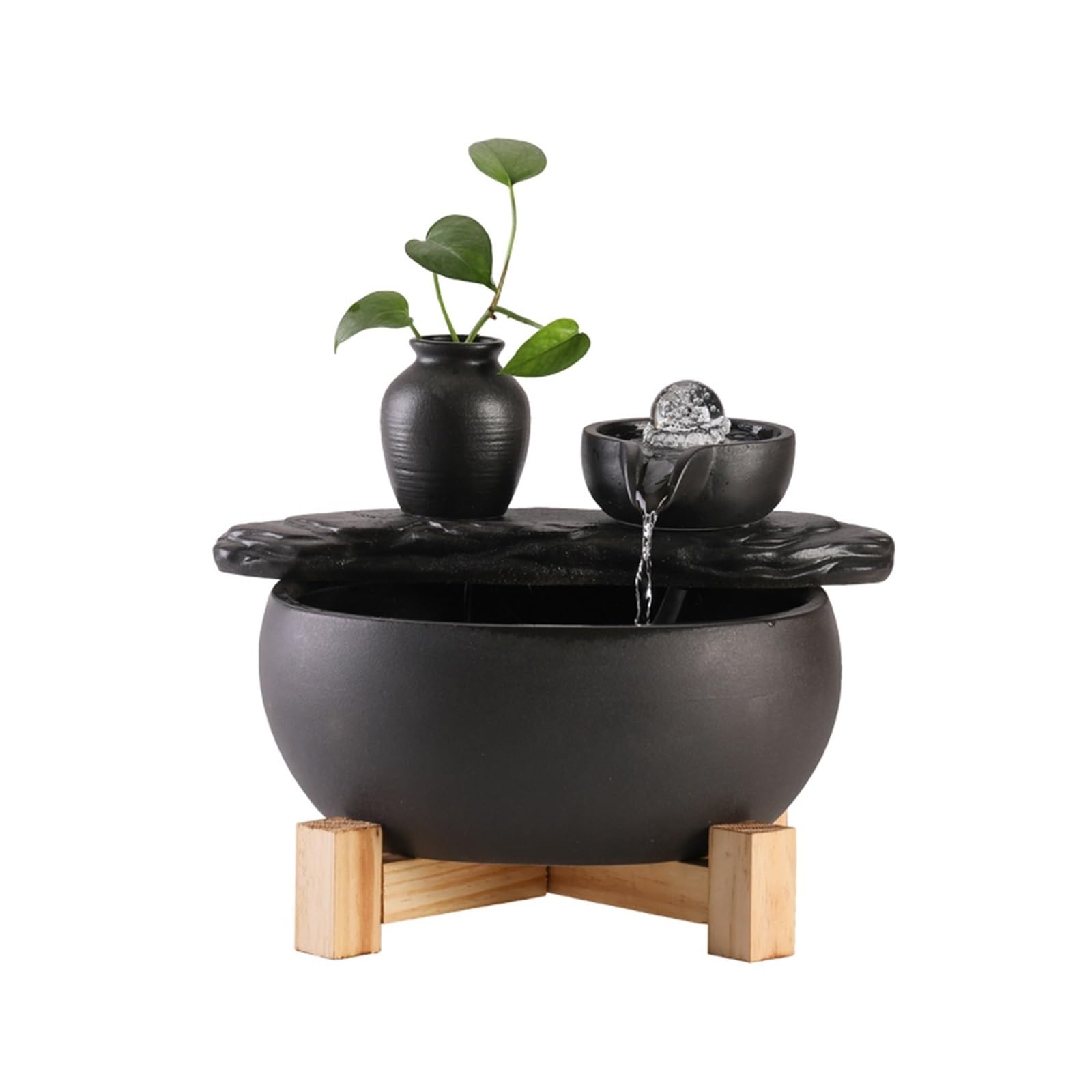 ZTHYSHOZ Tabletop Fountain Waterfall Water Fountain Ceramic Circulating Home Decoration Landscape
