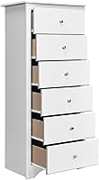 Vista 1 de Cómoda de 6 cajones, cómoda de 53.5 pulgadas, cajones de armario modernos con asas de metal, cómodas y cofres de madera, cómoda alta para Blanco