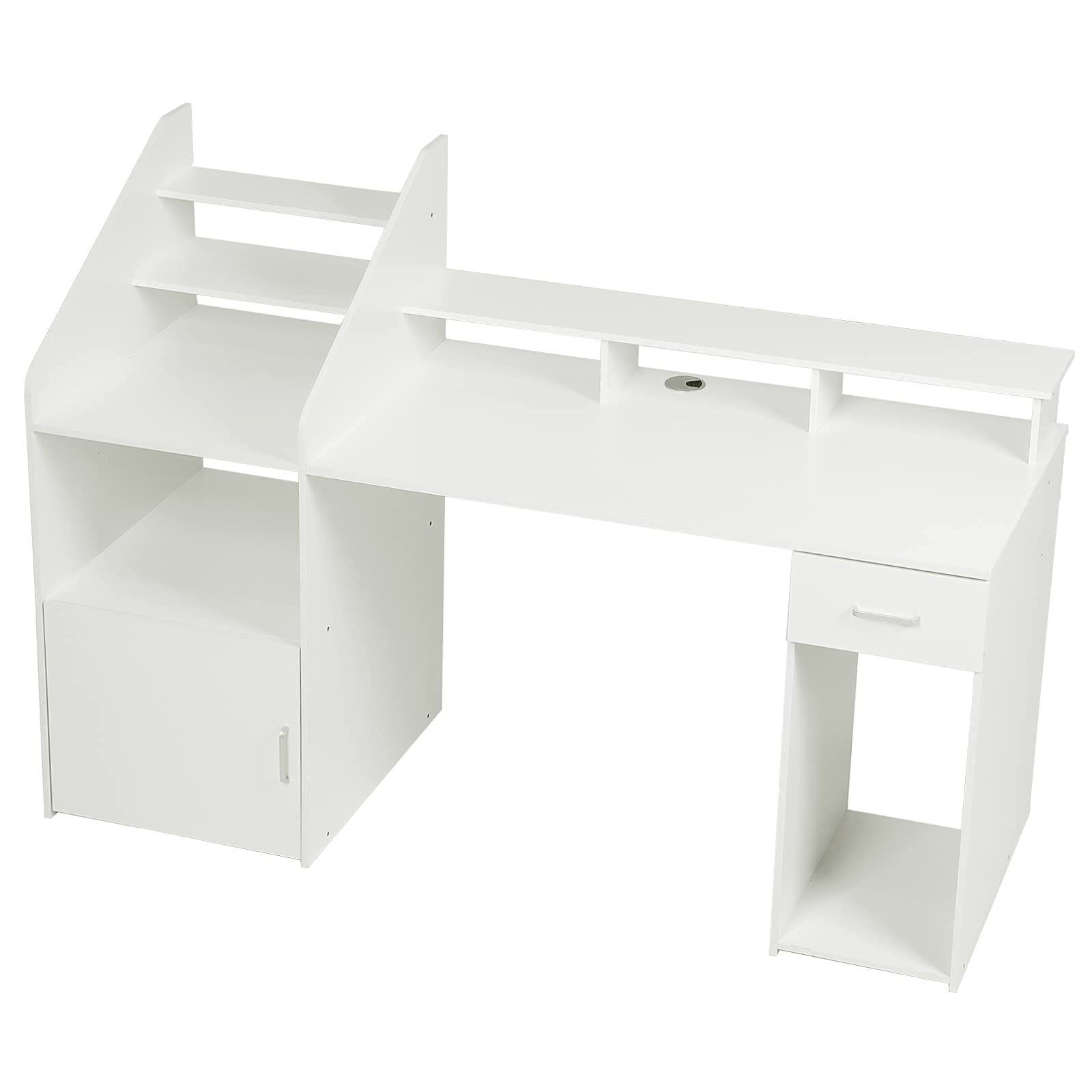 White Computer Desk with Drawers, Shelves, Storage, Hutch, 64.5'' Large