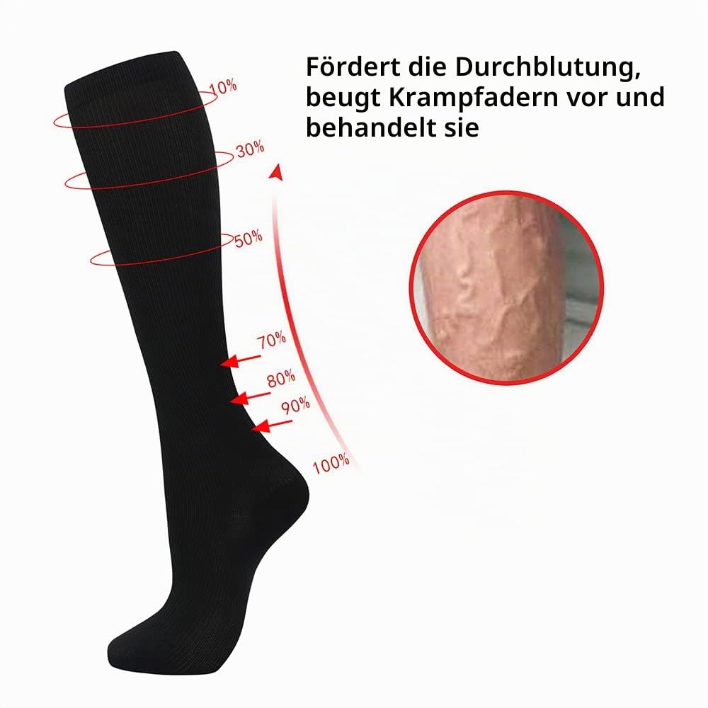 Kompressionsstrümpfe,2/4/6/7 Paar Kompressionssocken für Damen und Herren mit 15–20 mmHg sind die besten Sport- und Medizinstrümpfe für Krankenschwestern auf Flugreisen