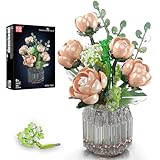 Mould King 24109 Ramo de flores (con jarrón), 981 piezas con rosas rosas, lirios y flores de estrella, decoración permanente sin cuidado, adulto, mujer, madre o novia