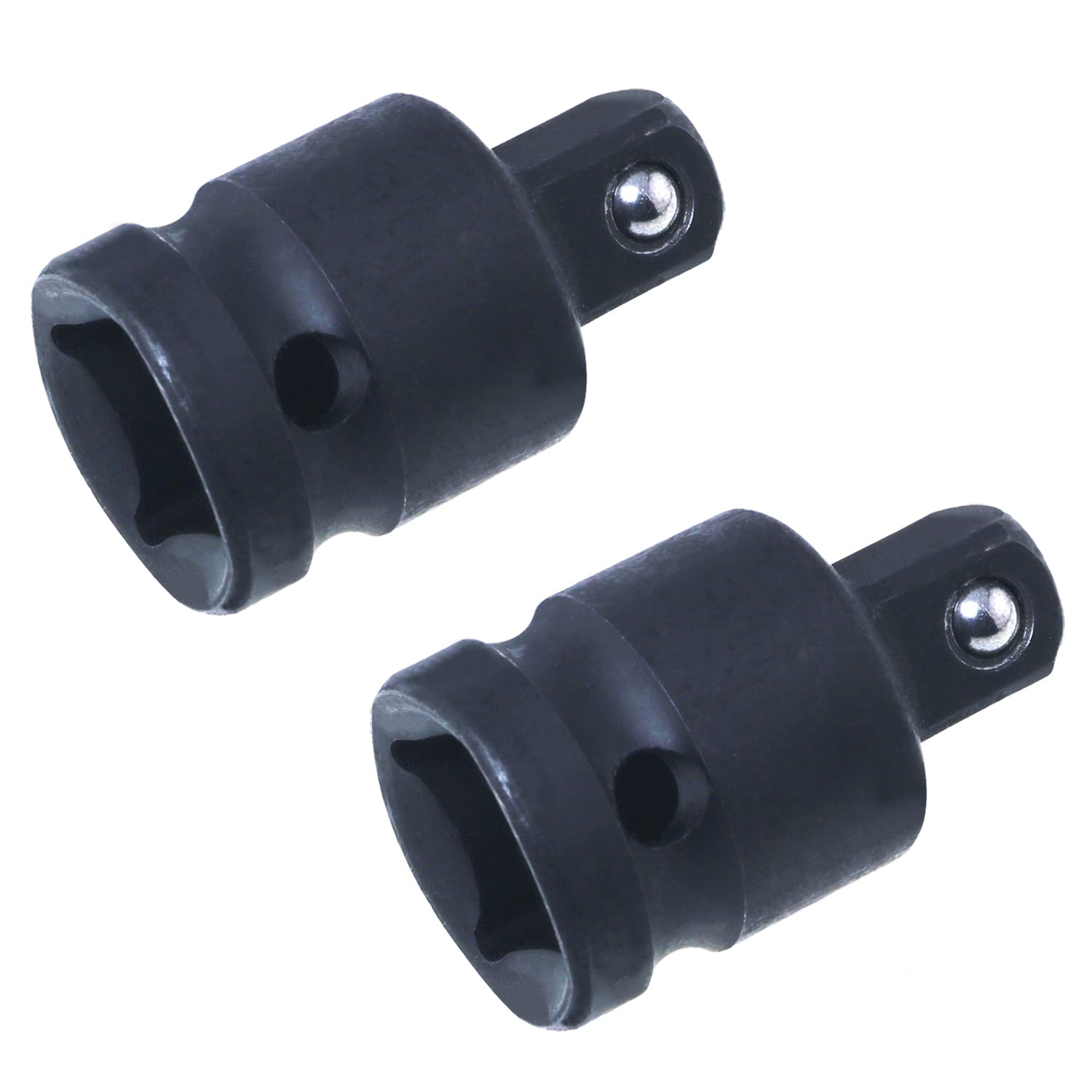 JianLing 2pcs 1/2" Drive (Female) x 3/8" (Male) Impact Socket Reducer for Ratchet Wrenches, Cr-Mo, Black Phosphate