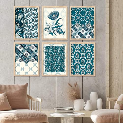 Image of kotart Traditional Indian Art Wall Painting for Living Room Bedroom Office Room Decor - Madhubani Painting with Frame Set of 6 (13x17 inch) Set of 6