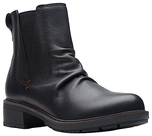 Clarks Clarks Women's Hearth Rose Fashion Boot, Black Black Leather, 5