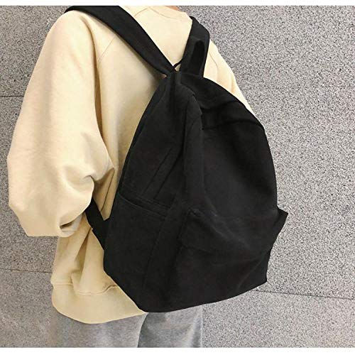 Mochila De Lona para Mujer Escolar Adolescente Grande Femenina Negro