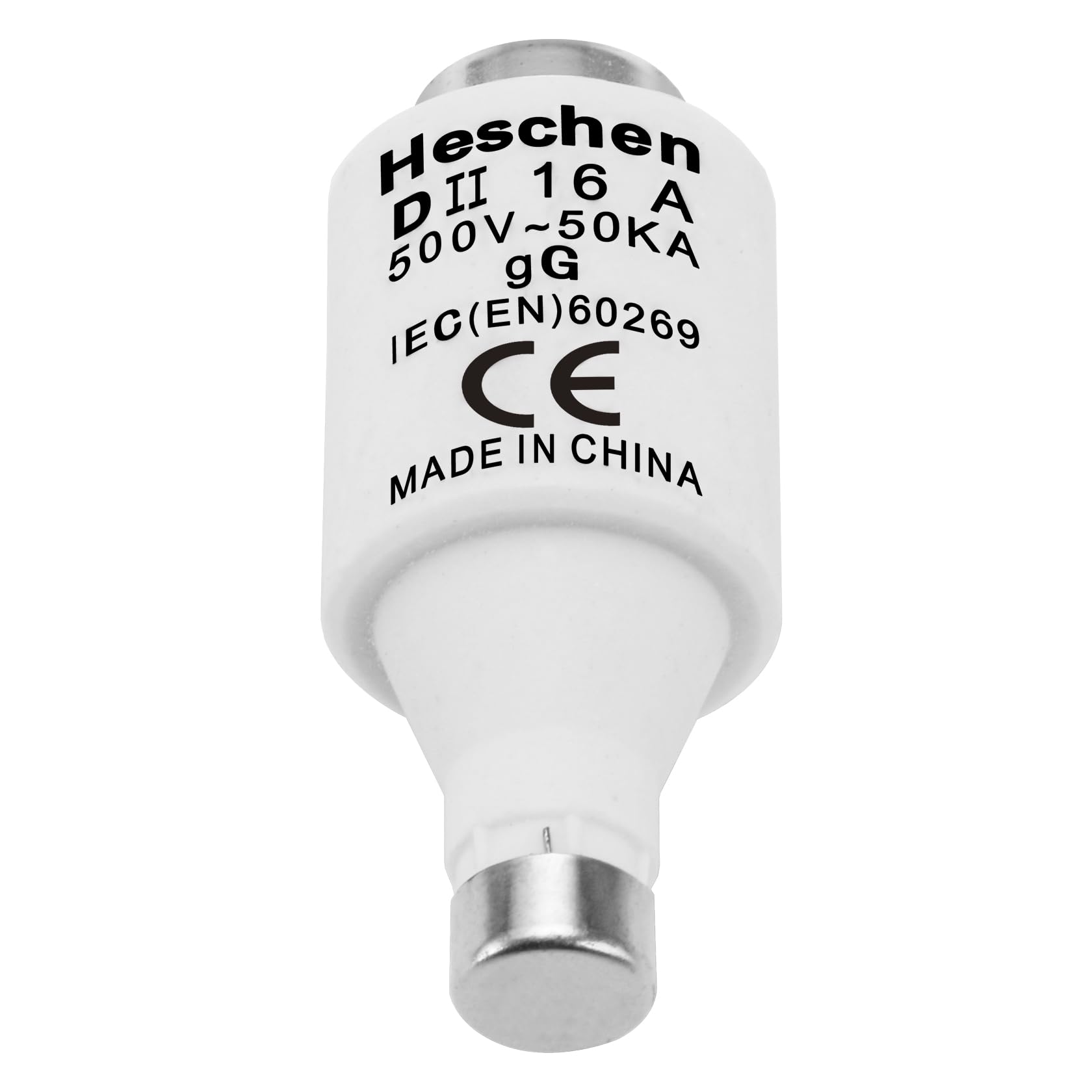 Heschen Collegamenti di fusibile neozed in ceramica, Link fusibile tipo DII, 16A 500VAC, tipo gG, per la protezione di cavi e linee, confezione da 5