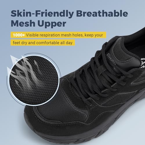 Buty do biegania FitVille Męskie trampki Extra Wide Trenerzy Oddychające buty sportowe Wygodne buty do chodzenia na zewnątrz dla szerokich stóp Czarny 45 EU X_Szeroki