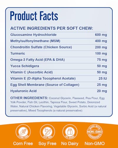 Gelenksnacks für Hunde - 120 Gelenk- & Knochenschutz für Hunde - mit Glucosamin, Chondroitin & MSM - bei Knochen & Beweglichkeit - Geschmack Huhn