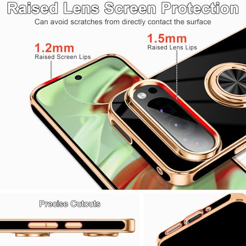Coque Pixel 9 Pro haut de gamme noire à bords plaqués avec bague aimantée - 6