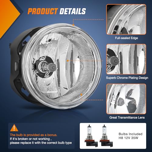 Image of Nilight Fog Lights Assembly Compatible with 2008 2009 2010 Dodge Challenger | 2005 2006 2007 2008 2009 2010 Dodge Grand Caravan Charger Caliber Nitro Avenger Chrysler Town&Country Pacifica Jeep Patriot