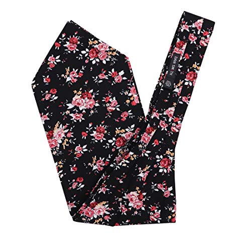 Dan Smith C.C.AQ.F.003 Black White Pink Floral Cotton Men's Tuxedo Cravat Hanky - Thumbnail 6