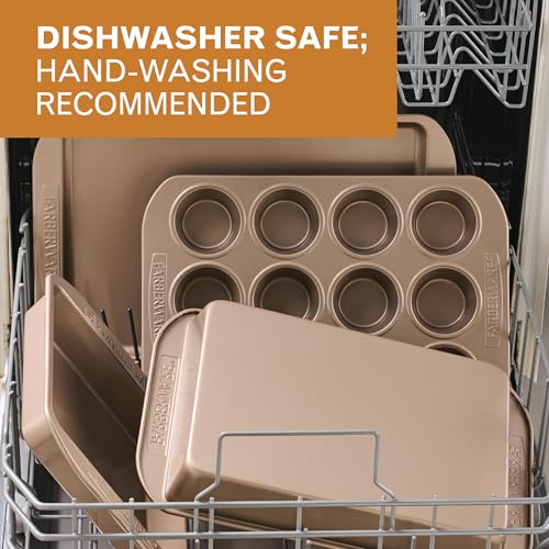 Image of Farberware Bakeware Warp Resistant, Dishwasher Safe, 9-Inch x 13-Inch Rectangular Cake Pan - Mocha