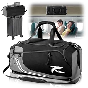 Tolaccea Gym Bag for Men, 45L Travel Duffel Bag, Weekender Bags, Carry on Backpack with Wet Pocket & Shoes Compartment, Sport Duffel Bag for Workout, Hiking, Cli