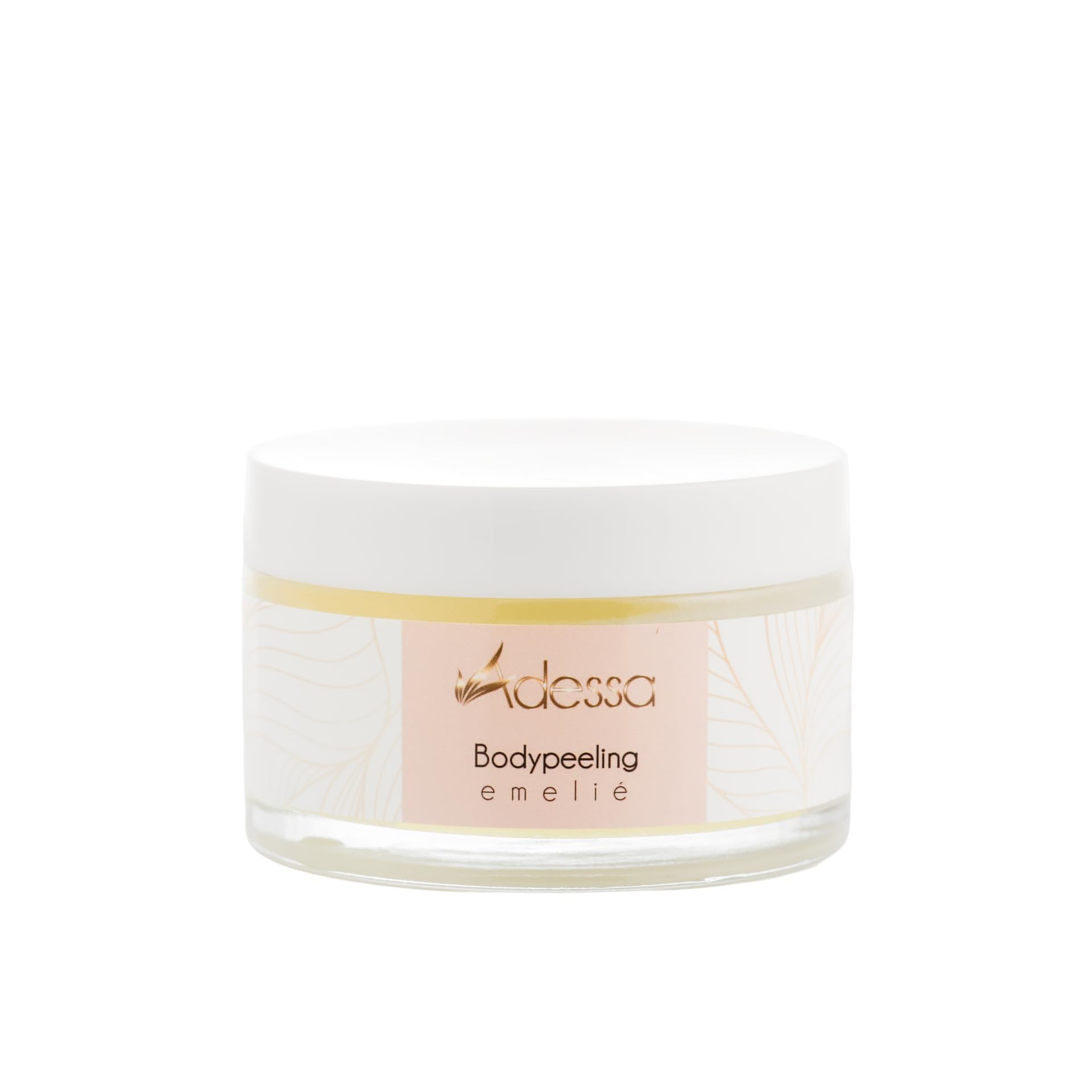 Adessa Meersalz-Körperpeeling emeliè, Luxuriöses Body Scrub mit Kokosnussöl, Süßmandelöl und Aprikosenkernöl, Fruchtig-Frischer Duft, 200 ml