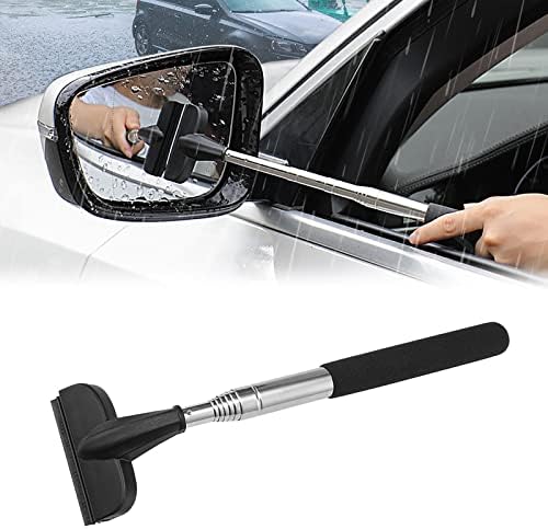 Car Rear-View Mirror Wiper,Mini Rearview Portable Mirror Wiper with Squeegee,Decontamination and Water Mist Removal,Telescopic Rear-View Mirror Wiper for Auto Home Window Cleaning