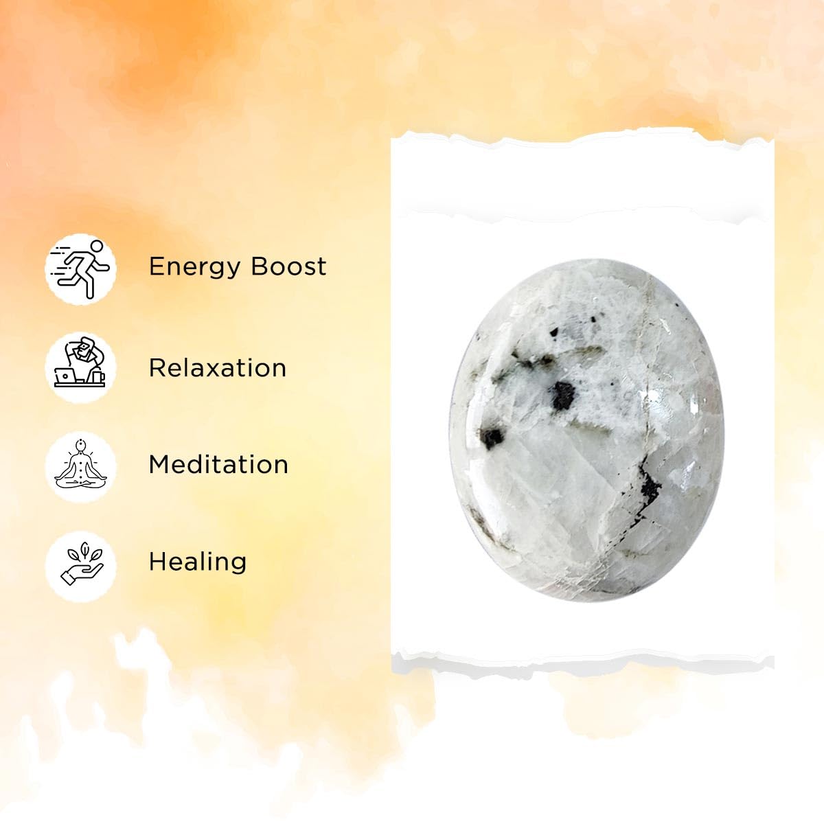 Rainbow Moonstone Crystal Palm Stone for Intuition & Emotional Balance | Natural Healing Crystal Gemstone for Meditation, Reiki & Vastu for Home | Spiritual Decorative Stone for Home Decor & Gifting 2