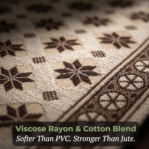 Image of Premium Dining Table Runner | Washable Farmhouse Style Heat Resistant Table Cover for 4 & 6 Seater | Elegant Home & Coffee Table Decor | Soft Viscose Rayon & Cotton | 13x72 Inch | Beige
