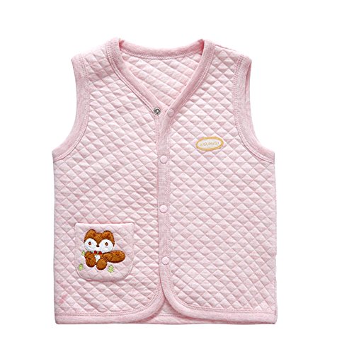 Monvecle Unisex Infant to Toddler Spring Vest Cotton Light Padded Waistcoat Pink 12-18M