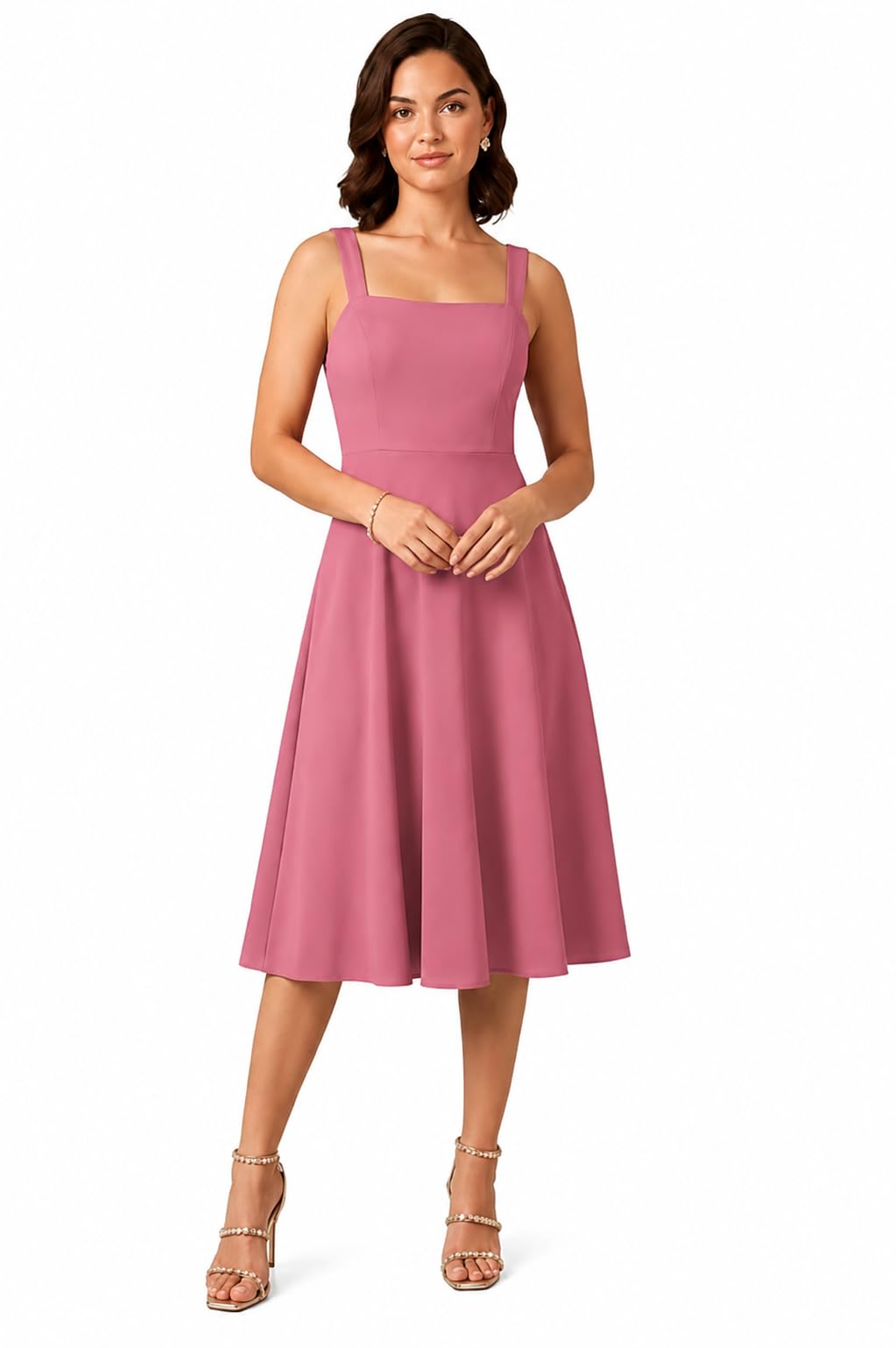 Trendy Women’s A-Line Western Dress | Premium Textured Midi One-Piece for Party & Office Wear | Square Neck Sleeveless Stylish Frock (Pack of 1, S-XXL, 4 Colors)-picture-43