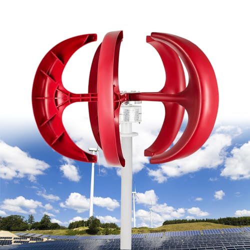 Turbina Eólica de 10000W 12V/24V/48V/110V/220V - Generador Vertical de Viento de 5 Aspas con Imán Permanente de Ca Trifásico y Controlador para Hogar/Barco,Red12V