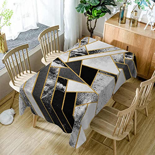 Nappe polyester rayures géométriques motif 3D noir et gris pour cuisine