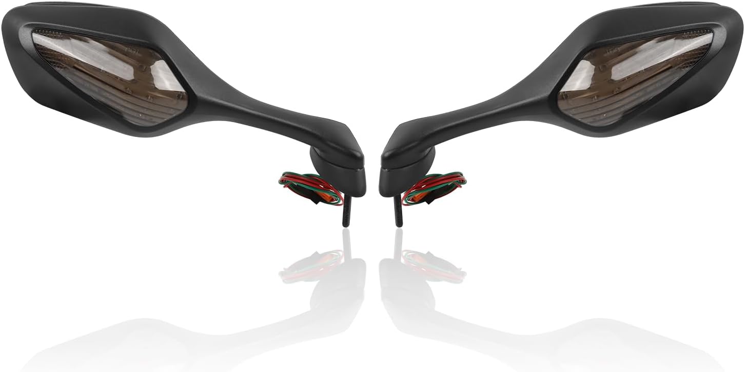 Turn Signal Mirrors Adjustable Side Rearview Mirror Replacement for Honda CBR1000RR CBR 1000 RR 2008-2016 2009 2010 2011 / VFR1200 2010-2012(Smoky Black)