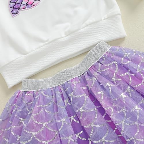 Lamuusaa Toddler Baby Girl Birthday Outfit 1st Romper 2nd/3rd/4th/5th/6th Sweatshirt Mermaid Tutu Skirts Cake Smash Outfit4