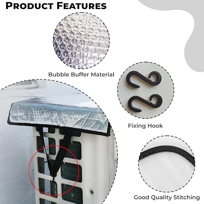 Image of Kraptick Air Conditioners Outdoor Unit Covers Heat Protection Cover, Film Hvac Heat Insulation Film Protection Covers, Aluminum Insulation Bubble Foil Film for AC-(Hanging Hook)
