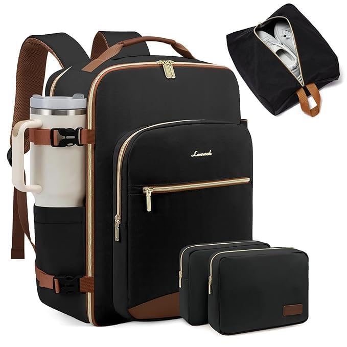 Large Travel Backpack Carry Bag for Men & Women | Multi-Compartment Luggage Backpack with Shoe Compartment, Laptop | Waterproof Travel Bag BLACK colour.-image-9