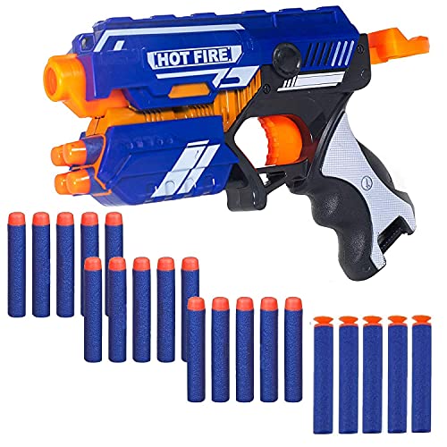 Image of MKY Blaze Storm Manual Soft Bullet Shooting Gun Toy with 20 Safe Foam Bullets for Kids (Multi Color,Pack of 1 Set)