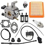 Anzac FS250 Carburetor with Ignition Coil Air Filter for Stihl FS120 FS200 FS250 FS250R FS300 FS350 FS120R FS250R Trimmer