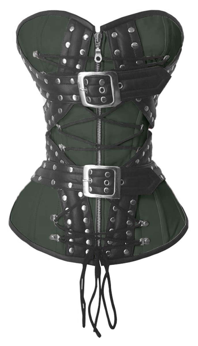 luvsecretlingerie Heavy Duty 24 Double Steel Boned Waist Training Real Leather Overbust Tight Shaper Corset 8965-B-LE